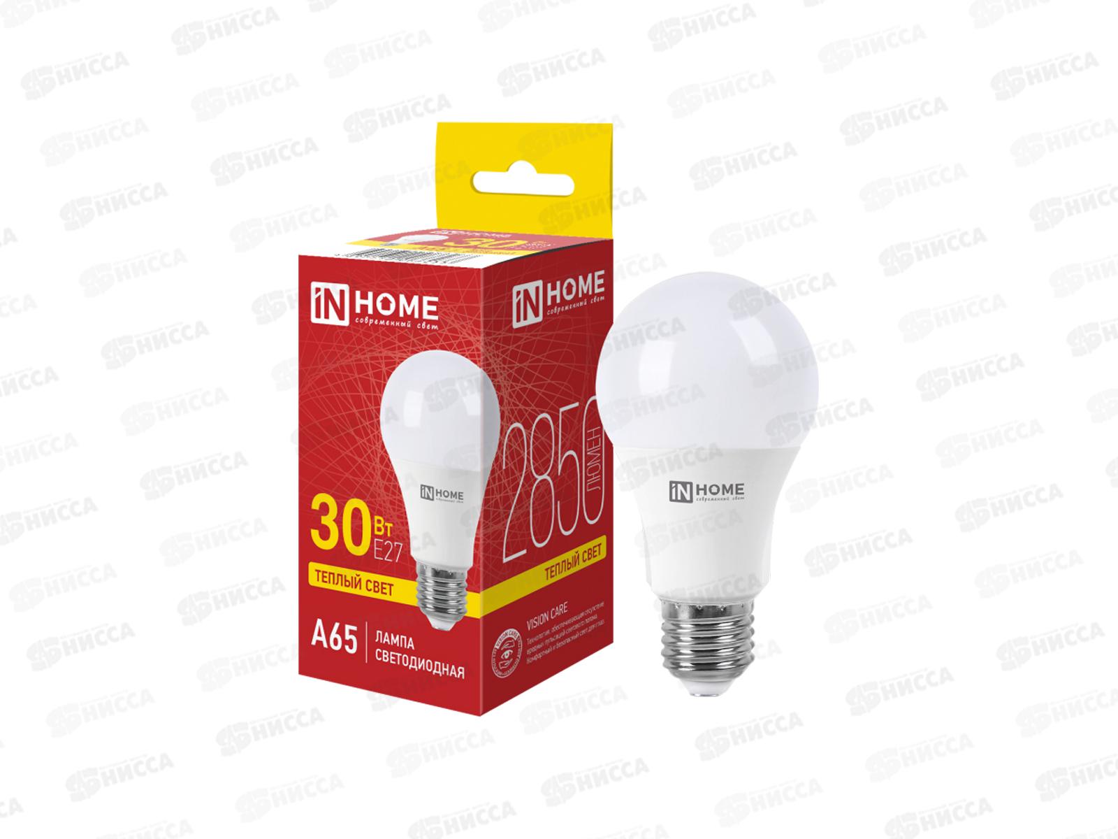 Лампа светодиод. IN HOME LED-A65-VC 30Вт E27 3000К 2250Лм *100