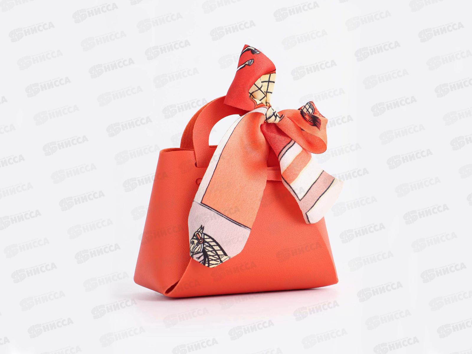 Сумочка подарочная кожанная 13*12*5,5см оранжевая 10875769