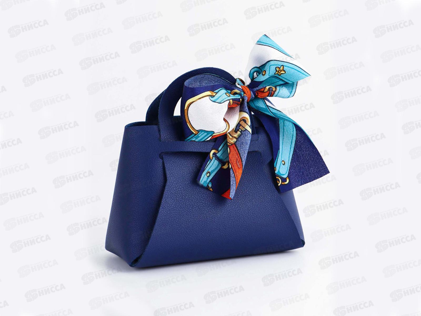 Сумочка подарочная кожанная 13*12*5,5см глубокий синий 10875774