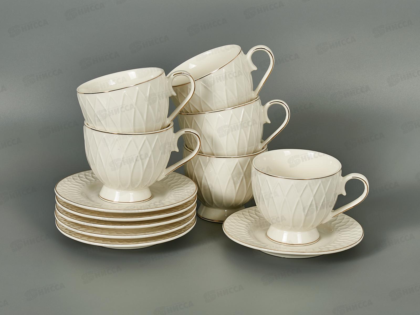 Набор чайный 12 предметов 202508 Золотая линия 230мл *4