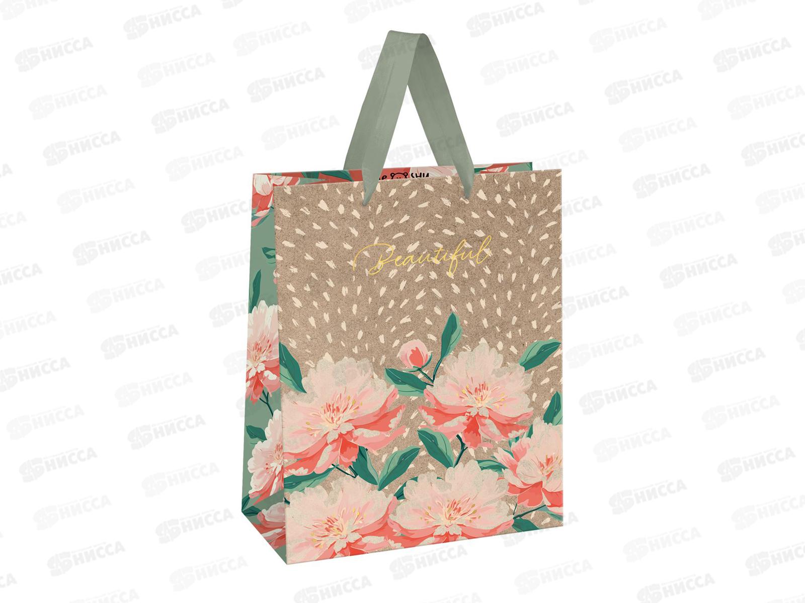 Пакет подарочный 11*14*6,5 MESHU &quotFlowers&quot,крафт MS_61639 *12