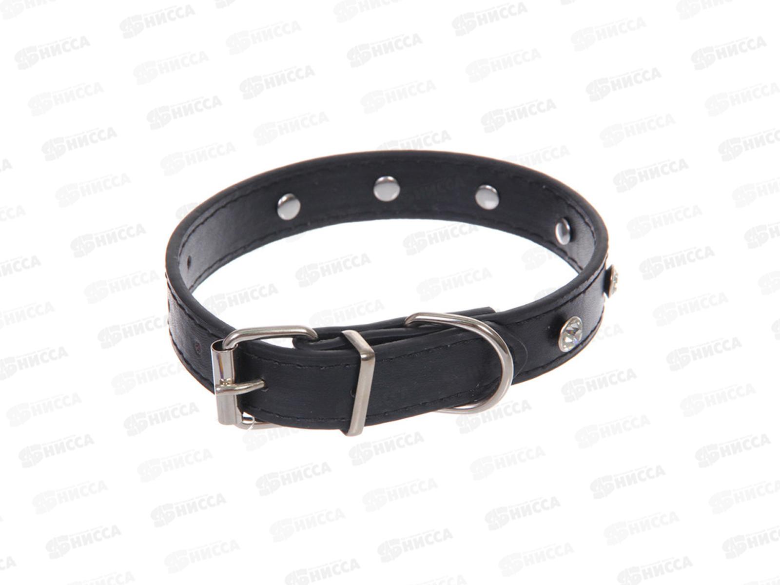 Ошейник для собак и кошек со стразами &quotНа стиле&quot черный, 2см 684-0687