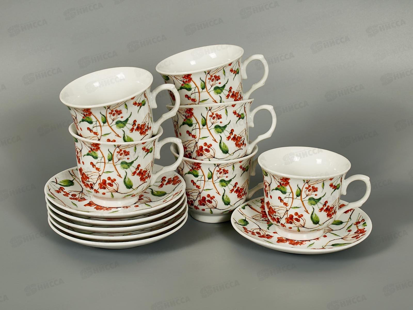Набор чайный 12пр Блюдце 14см+кружка 240мл Рябина в п/у 12-19908 *1/6