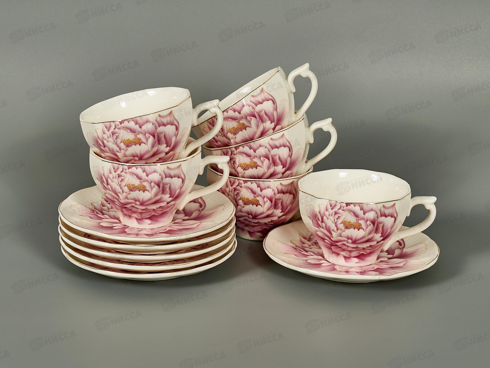 Чайный набор 12пр 6 чашек 220мл+6 блюдец в п/у 12-460 *1/8