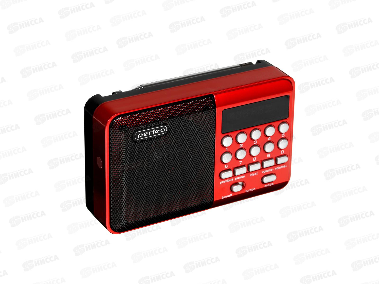 Радиоприемник Perfeo цифровой PALM Next FM 87.5-108МГц, MP3, Bluetooth 5.3, USB или 18650, красный, PF_D0565