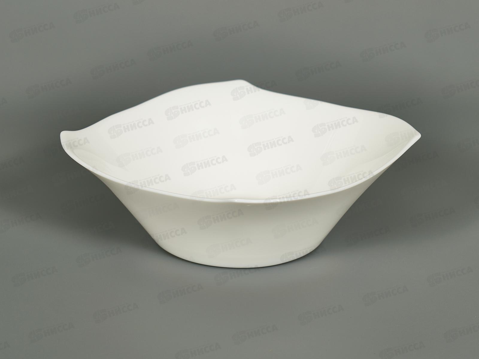 Салатник квадратный резной 420мл 17,5см стеклокерамика белье 1б-скр7