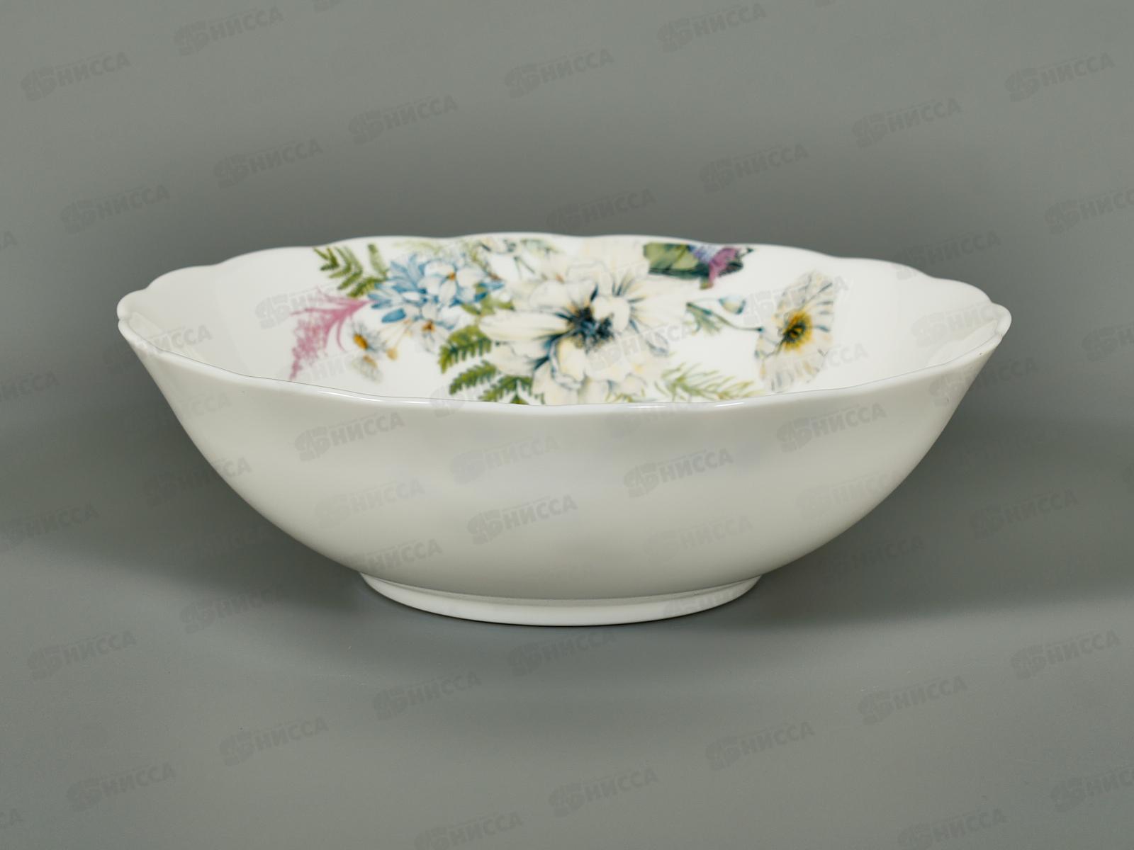 Салатник круглый d-17,5см 600мл стеклокерамика (6/48) Цветы 7327ш-с7