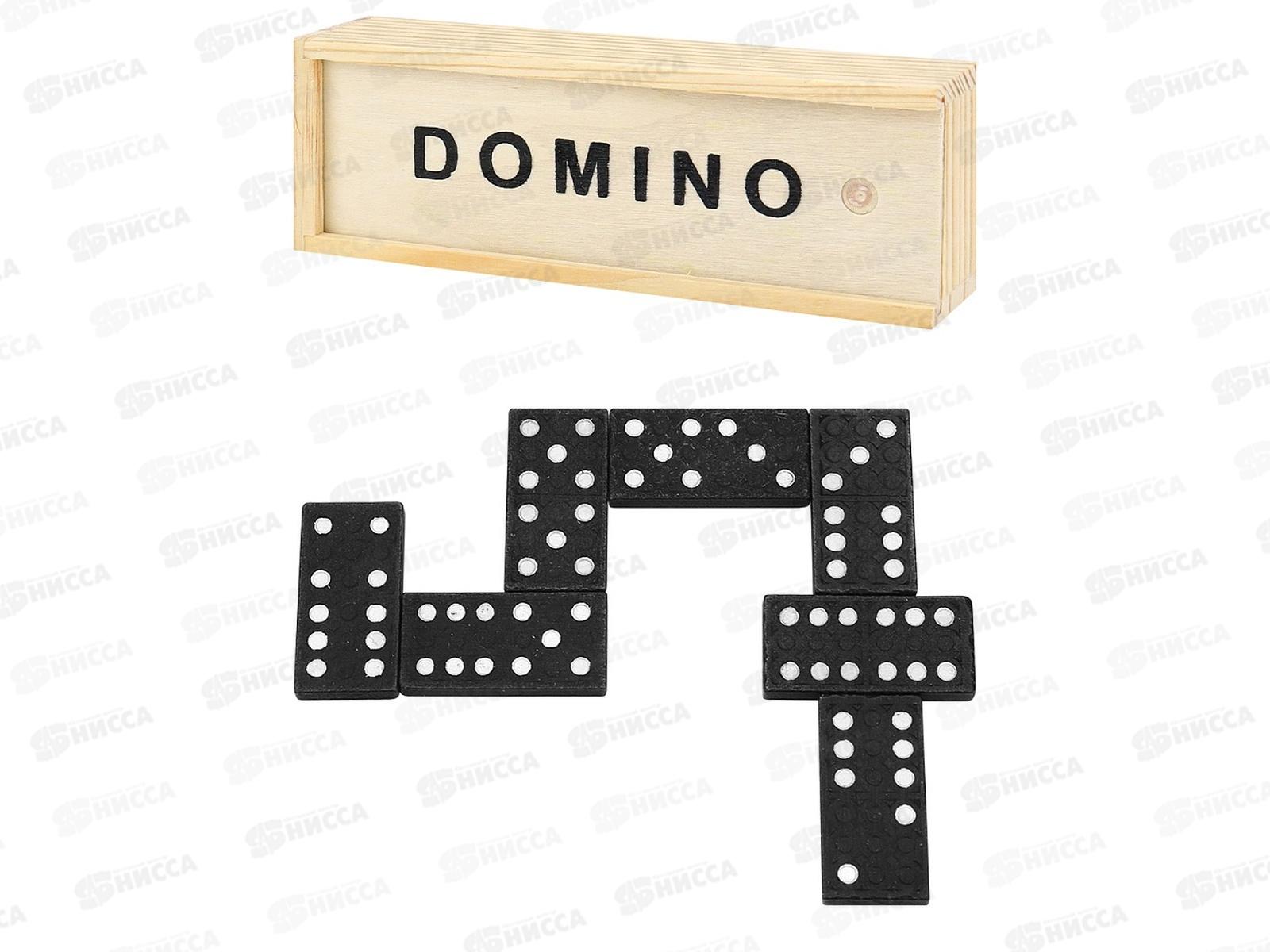 Домино пластиковое в деревянной коробке 15х5см, ИН-0395