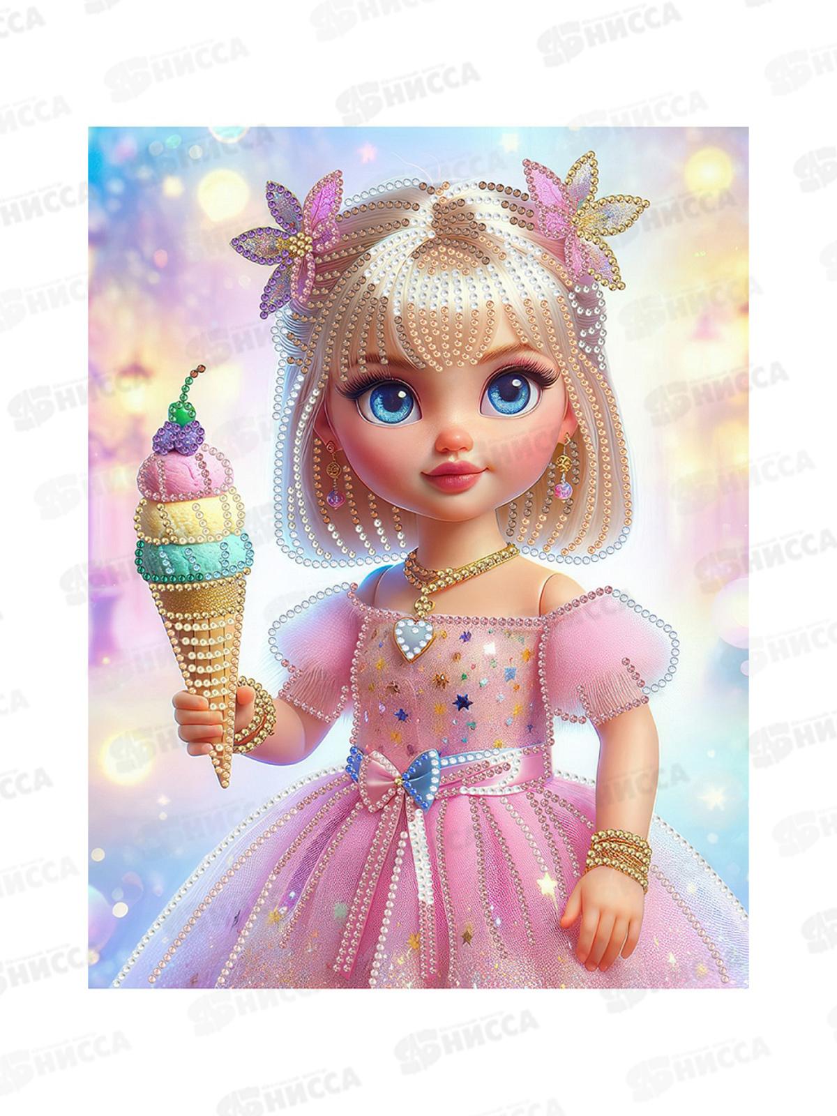 Алмаз. мозаика (блест.) 23х30см Куколка-мороженка, НД-1566 с подр.