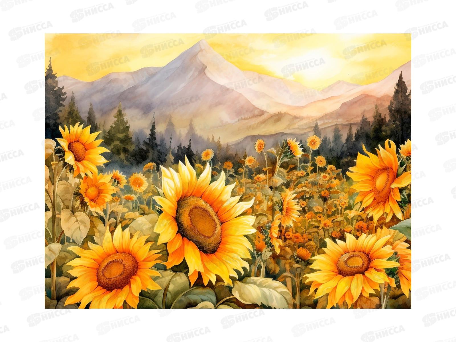 Алмаз. мозаика (класс.) 30х40см Подсолнухи у гор, АЛМ-0075 с подр.