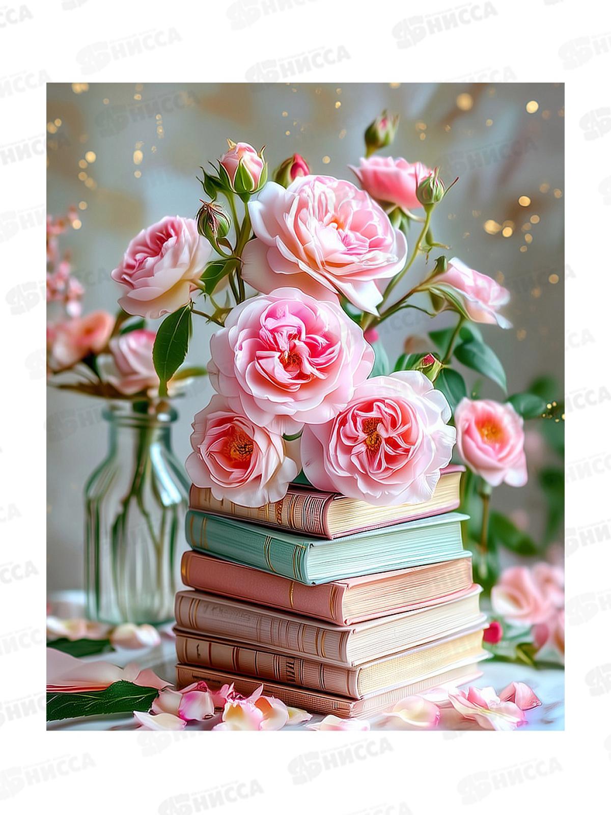 Алмаз. мозаика (блест.) 40х50см Цветы и книги, НД-1415 с подр.