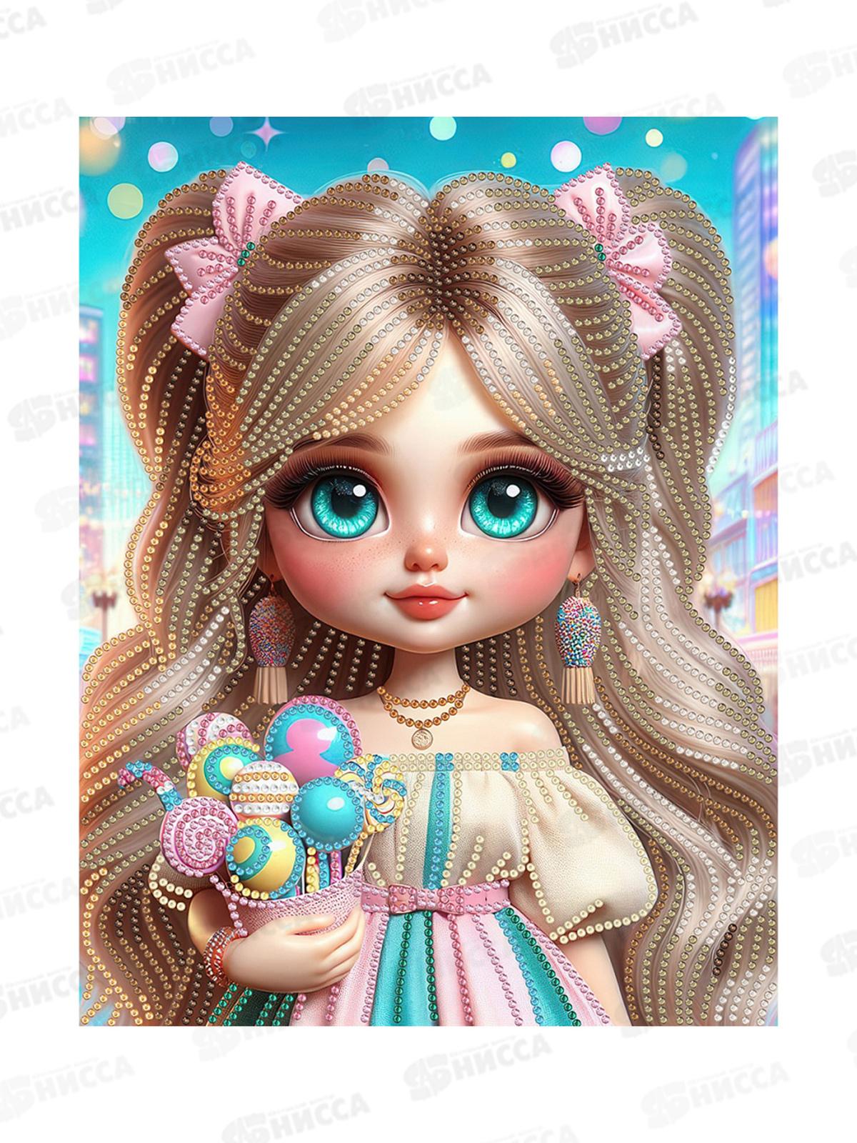 Алмаз. мозаика (блест.) 23х30см Прелестная куколка, НД-1567 с подр.