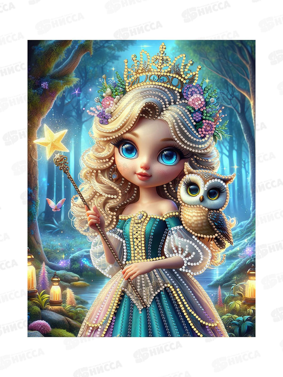 Алмаз. мозаика (блест.) 23х30см Волшебница с совой, НД-2002 с подр.