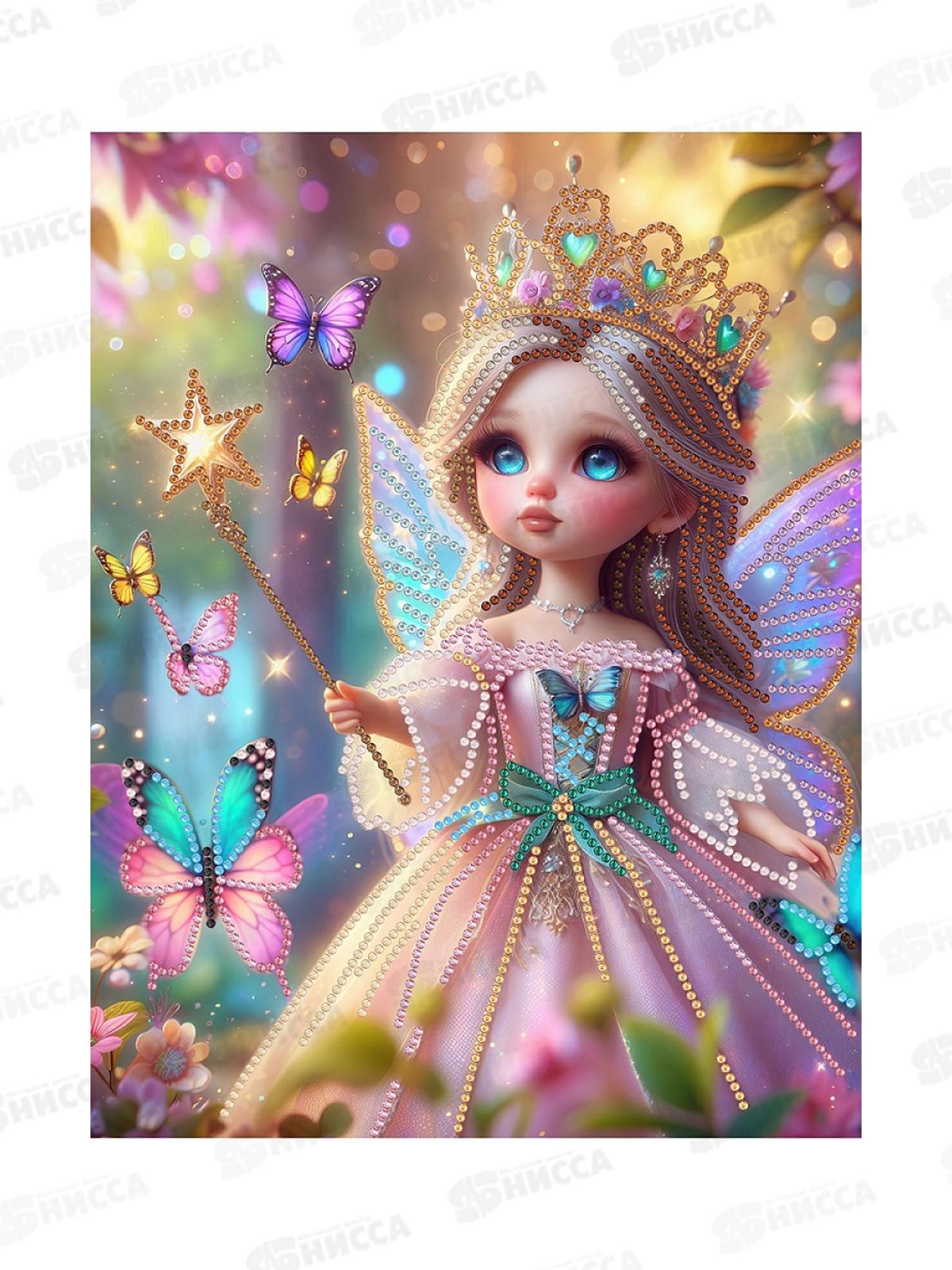 Алмаз. мозаика (блест.) 23х30см Волшебница с бабочкам, НД-2009 с подр.