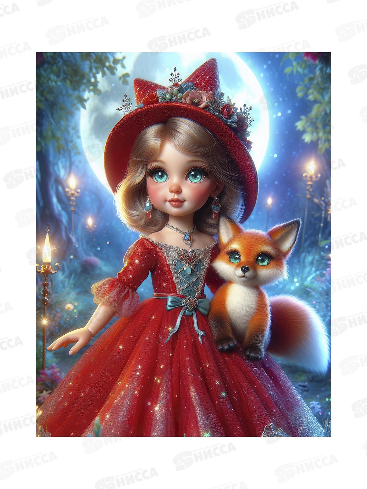 Алмаз. мозаика (блест.) 23х30см Куколка с лисичкой, НД-2011 с подр.