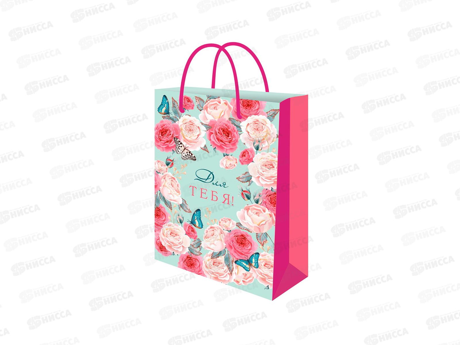 Пакет подарочный MI 32х45х8см Цветы и бабочки, ППК-7091 *12
