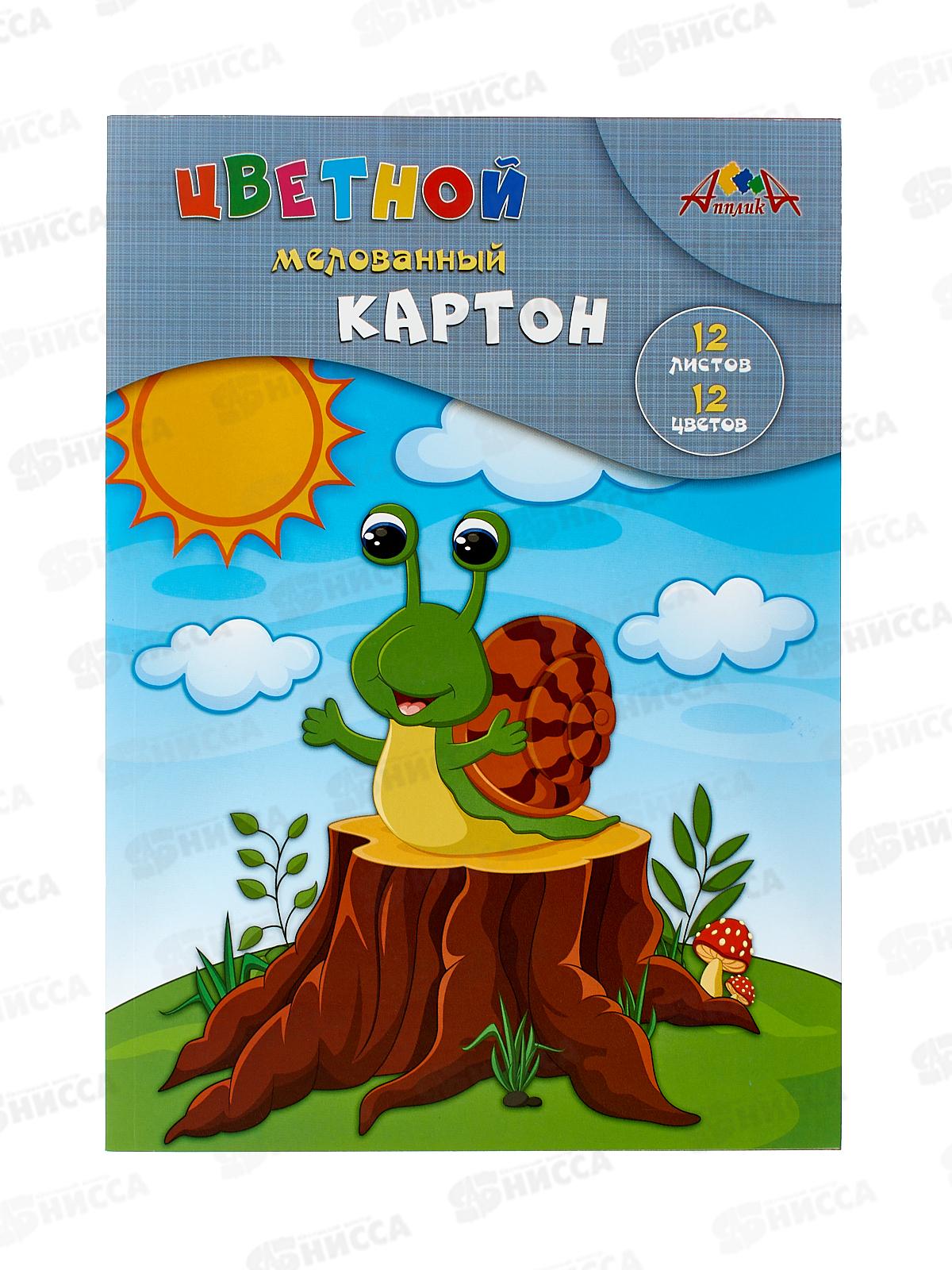 Цветной карт. А4 Апплика 12л 12цв.Веселая улитка, С2801-11*30