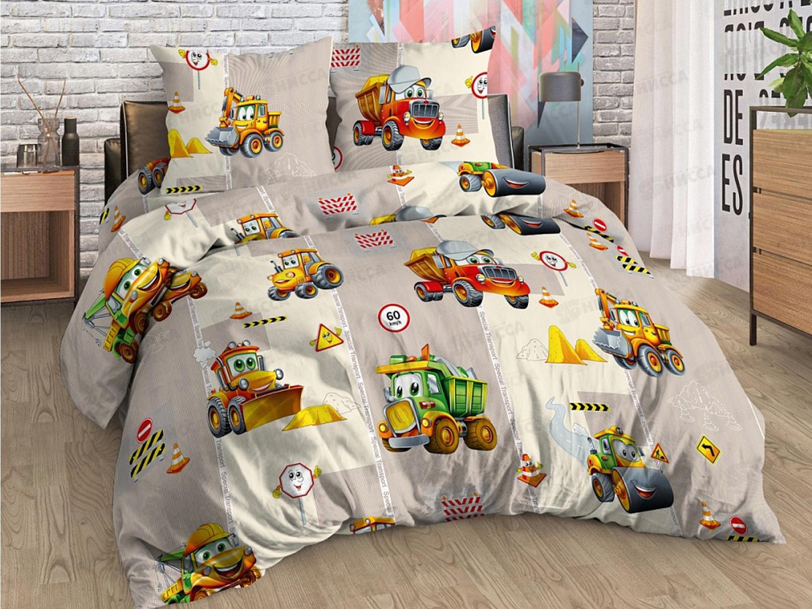 КПБ детский бязь Грузовичок 150*100