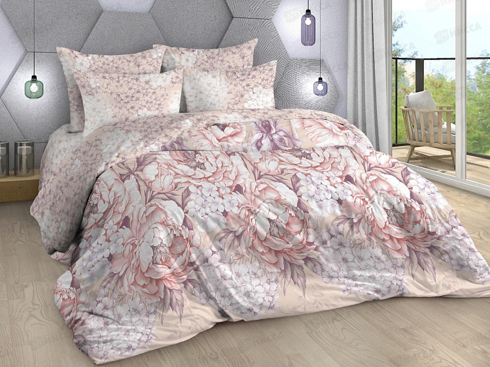 КПБ 2сп с евро Поплин Флора