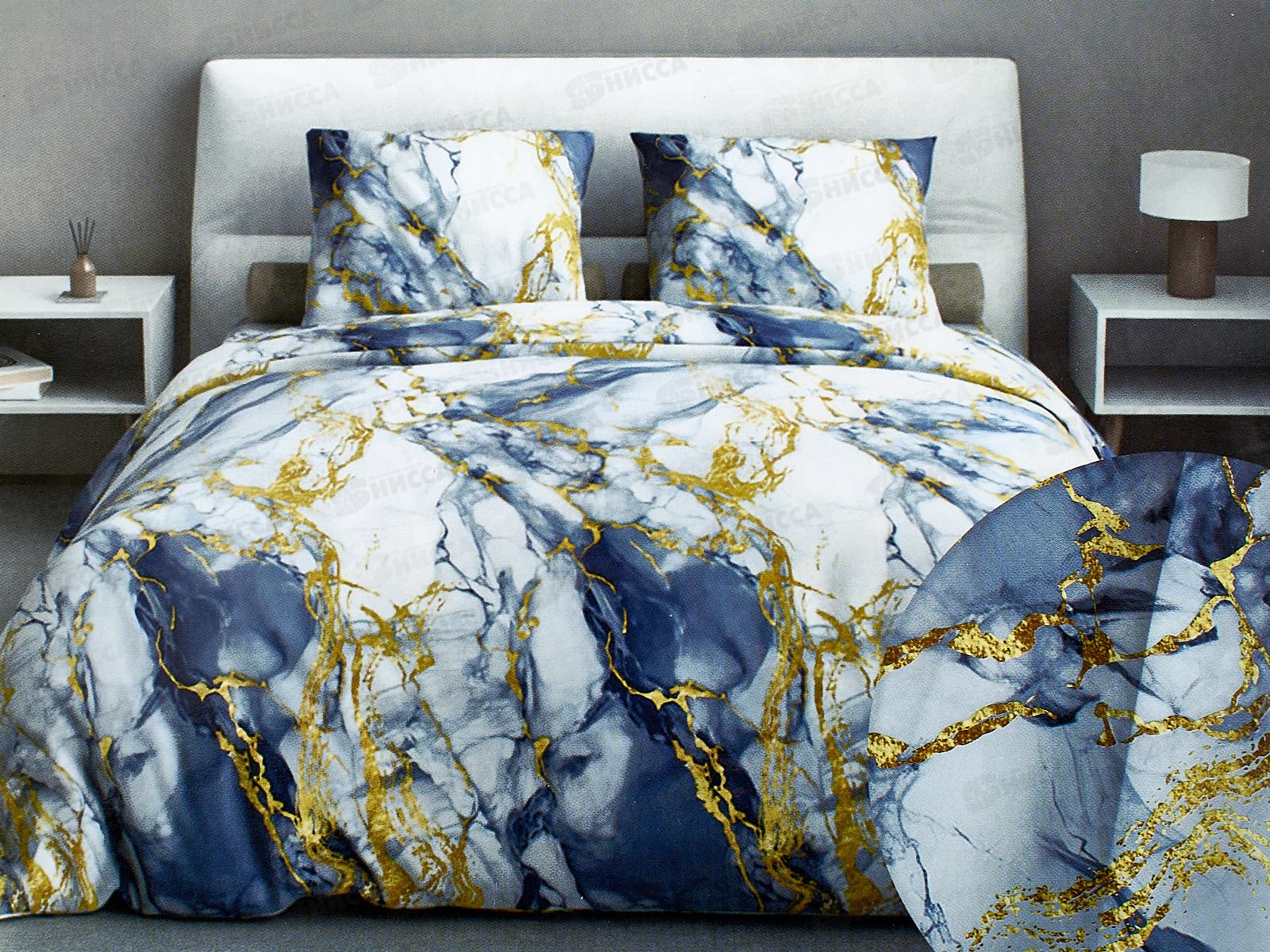 КПБ 2,0сп бязь с европростыней №368 Мрамор Серый