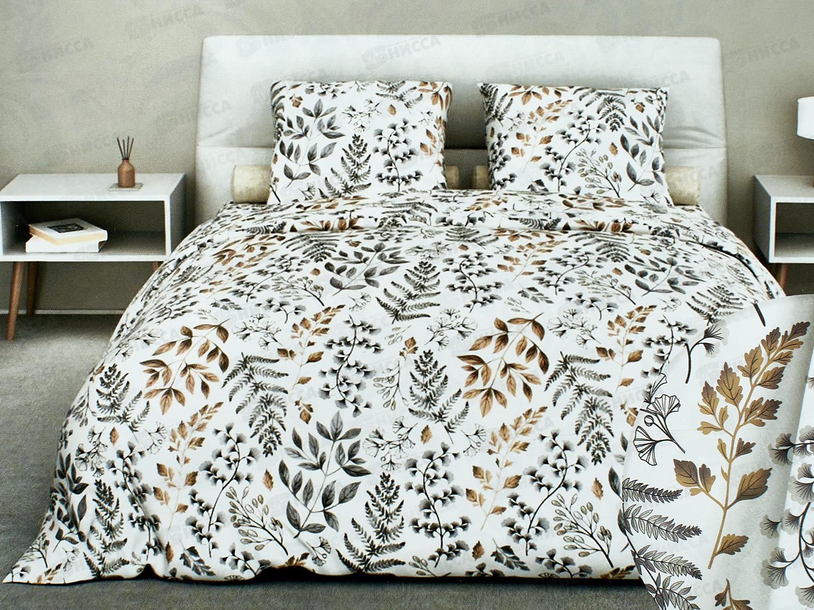 КПБ 2,0сп бязь с европростыней №392 Листопад Серый