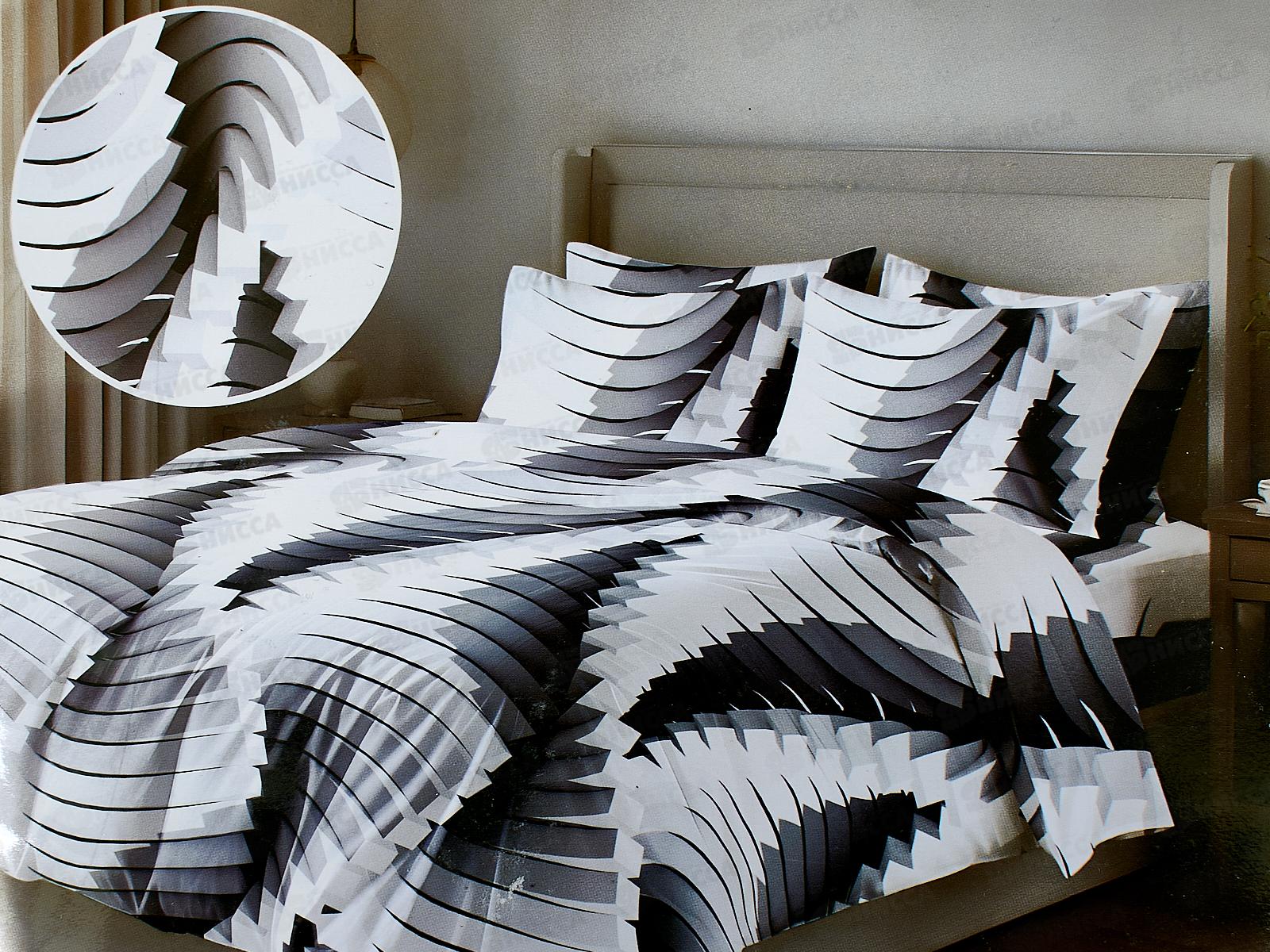 КПБ 2,0 сп PANDORA полисатин с евро простыней 5D Спираль снов