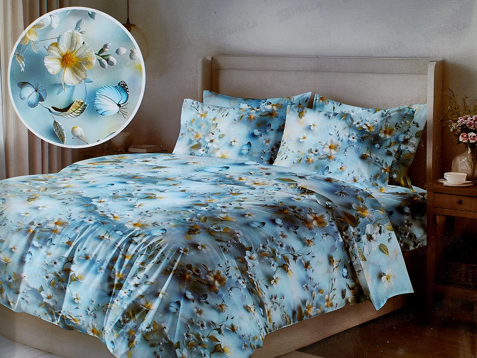 КПБ 2,0 сп PANDORA полисатин с евро простыней 5D Небесная вуаль