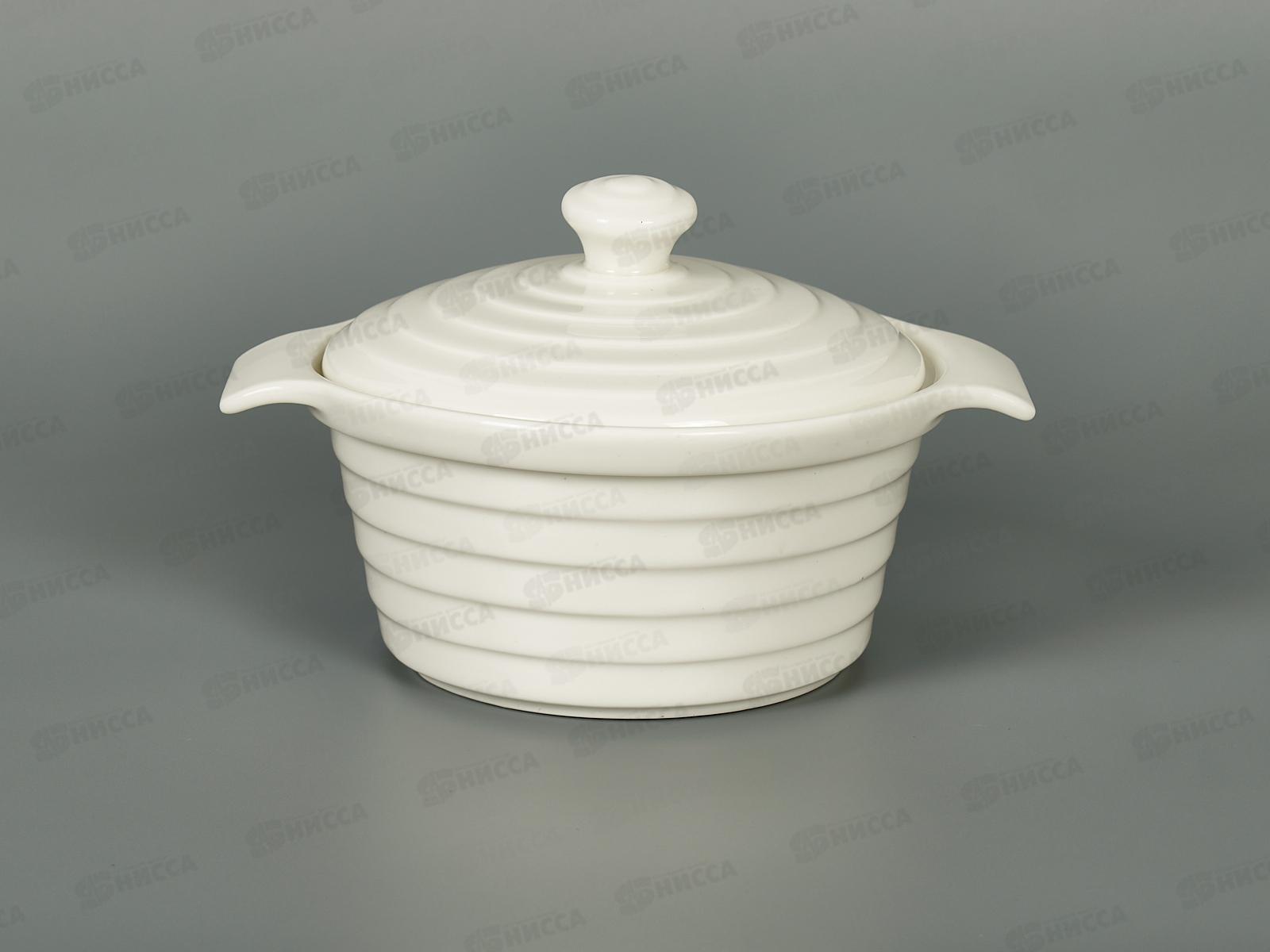 Кастрюля жаропрочная керамика 340мл 16*13,5*6см белая 90101 *24