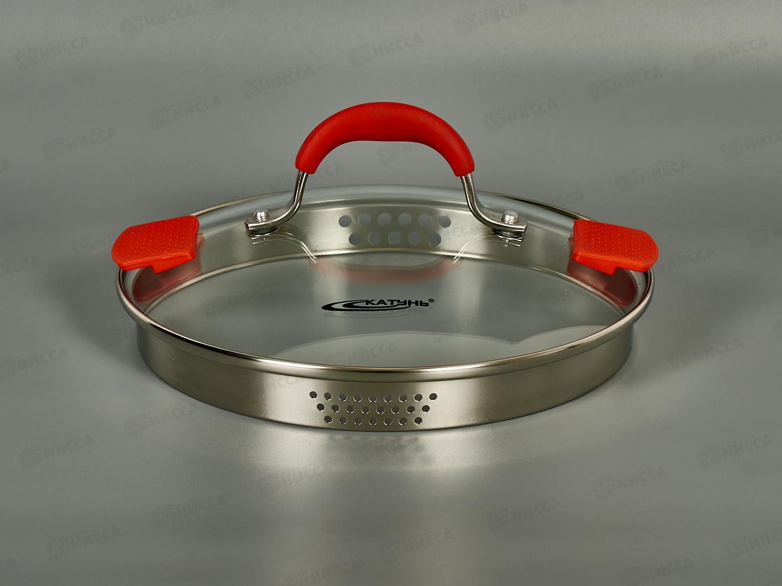 Крышка 22см стекл с мет. ободком и пароотвод КТ-022-А