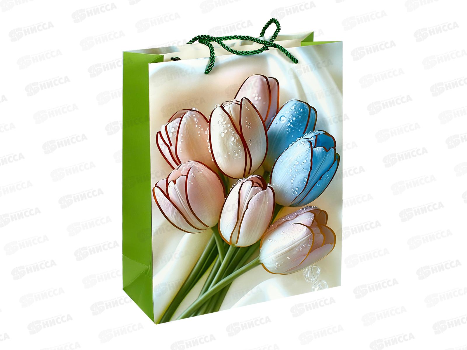 Пакет бумажный люкс 26*32 Тюльпаны 7118М *12