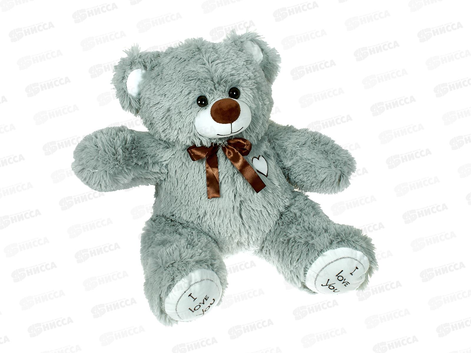 Медведь Феликс 38см, серый с лентой,  Мила