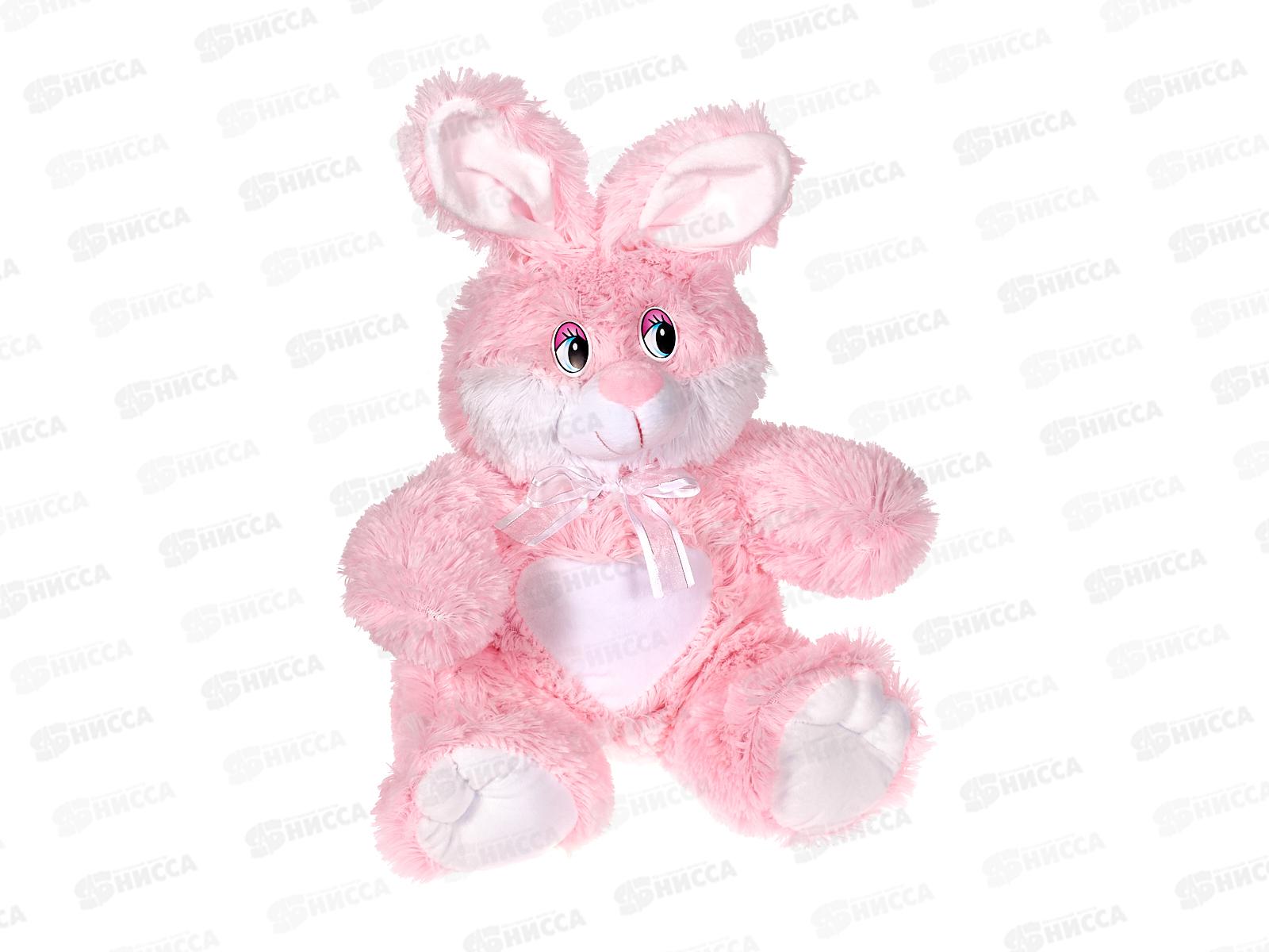 Заяц Ляля 30см, цвет-розовый, с лентой  Мила