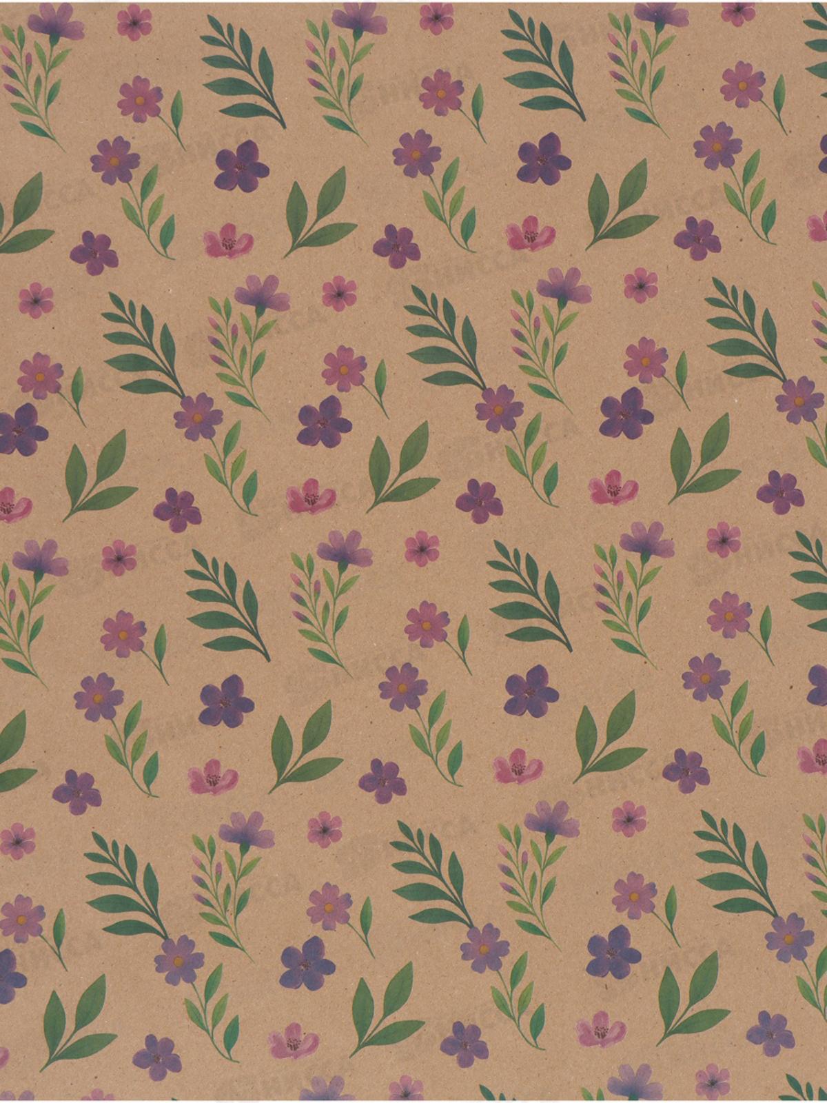 Бумага упаковочная крафт &quotСиреневые цветы&quot, 50*70см *10 10935931