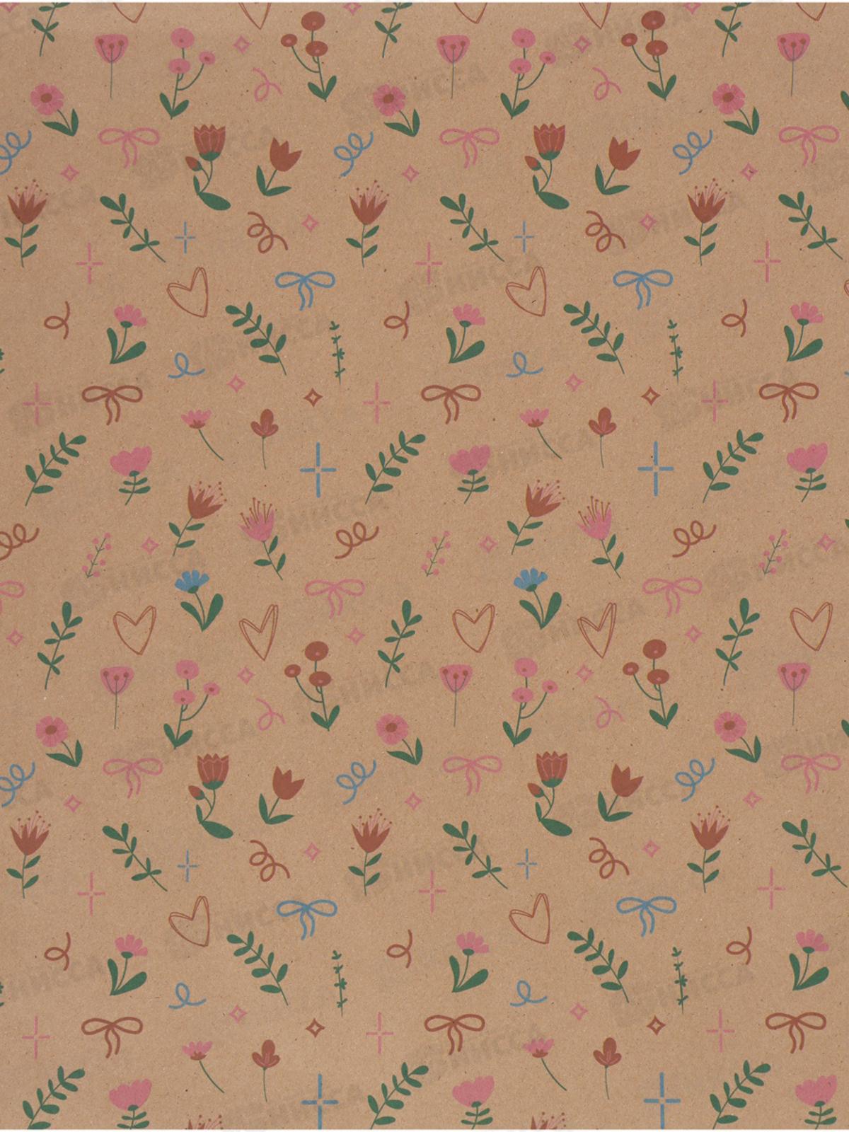 Бумага упаковочная крафт &quotВекторные цветы&quot, 50*70см *10 10935932