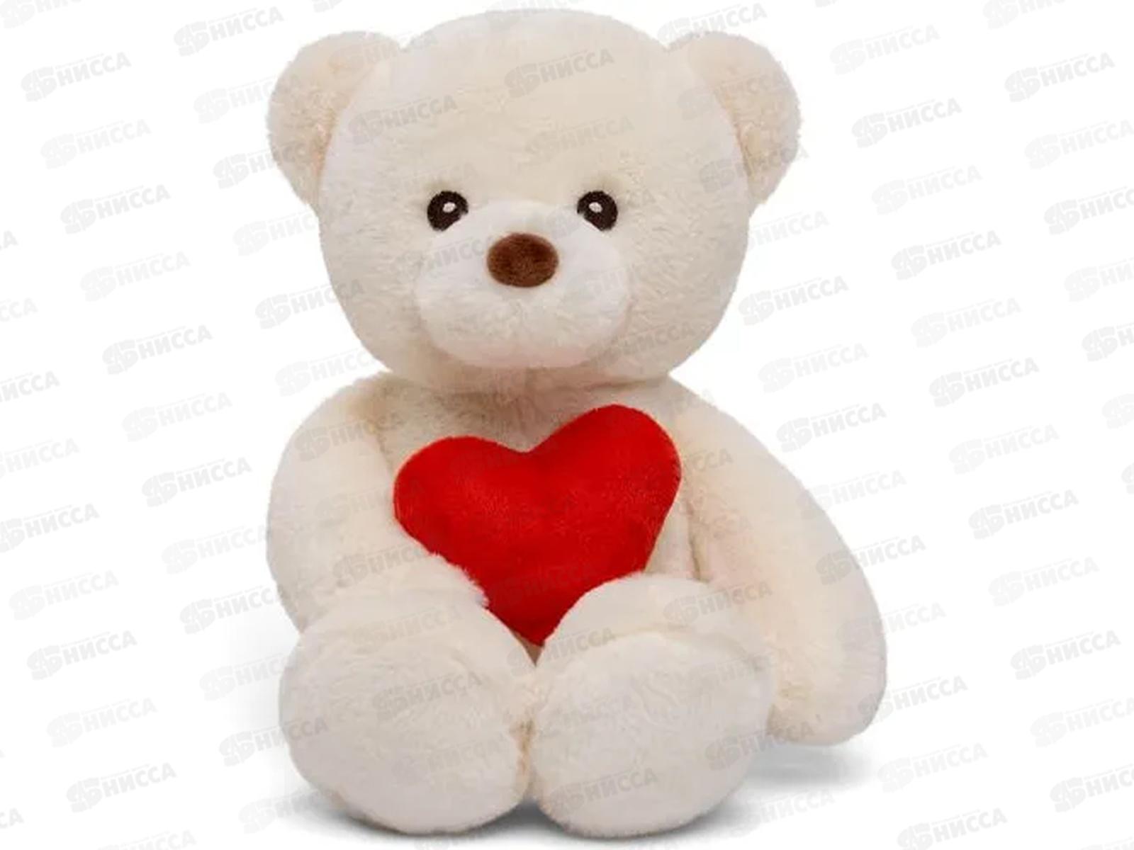 Медведь Люк, молочный с сердцем, 35см (МЛюк/25/53)