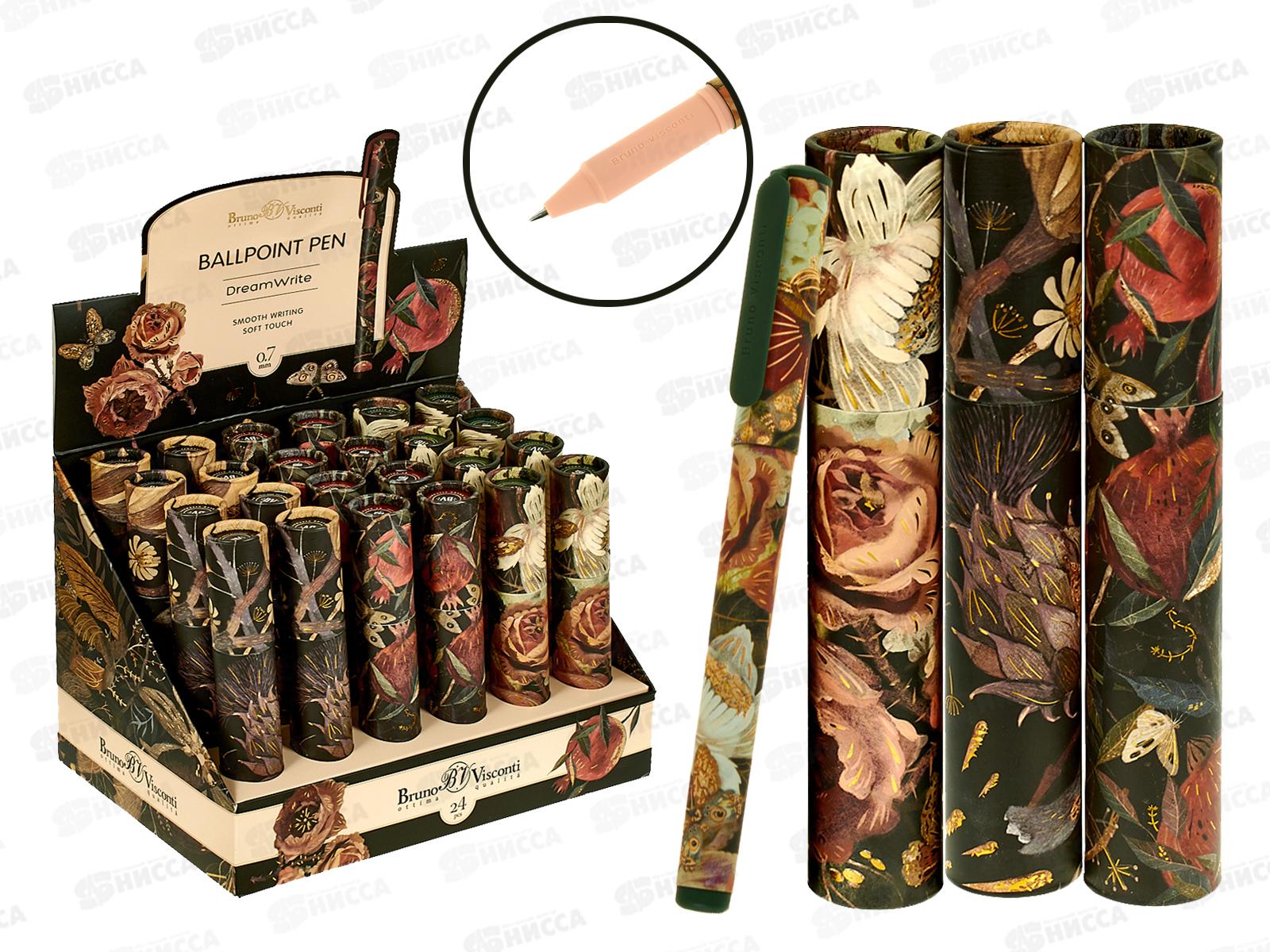 Ручка шар. B.V.Dreamwrite Flora Black night синяя 0.7мм 20-0264/14 *24