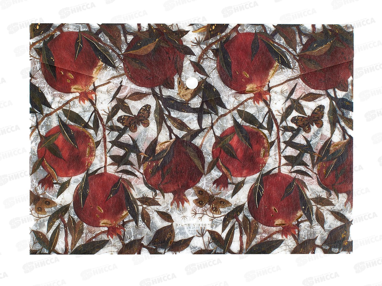 Папка с кноп. B.V. А4 Flora Гранат, 14-036/17 *10/100