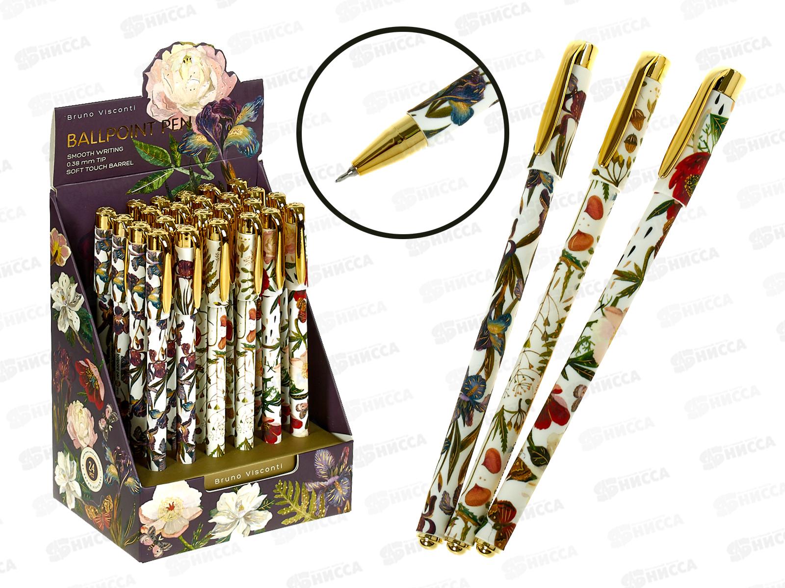 Ручка шар. B.V. Flora Bloom Flowers синяя 0.38мм 20-0215/76*24