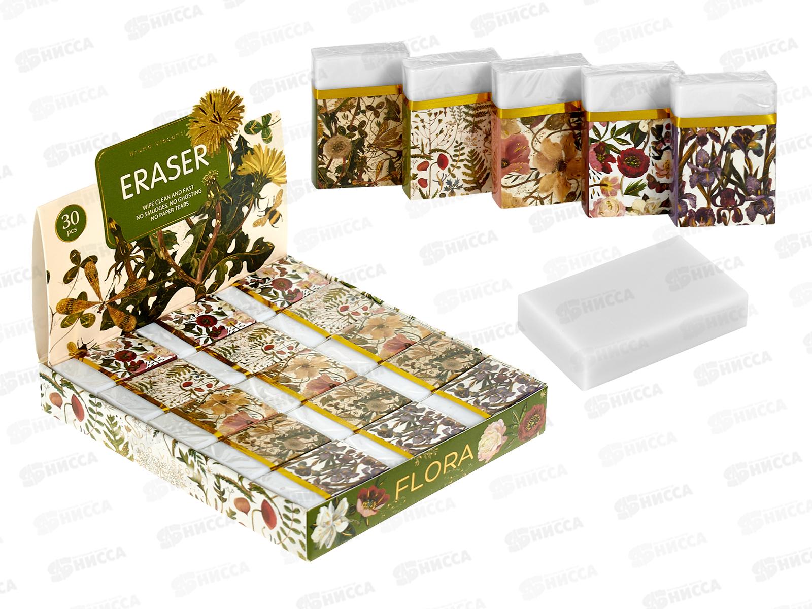 Ластик  B.V. Flora Bloom Flowers белый,42-0092*60