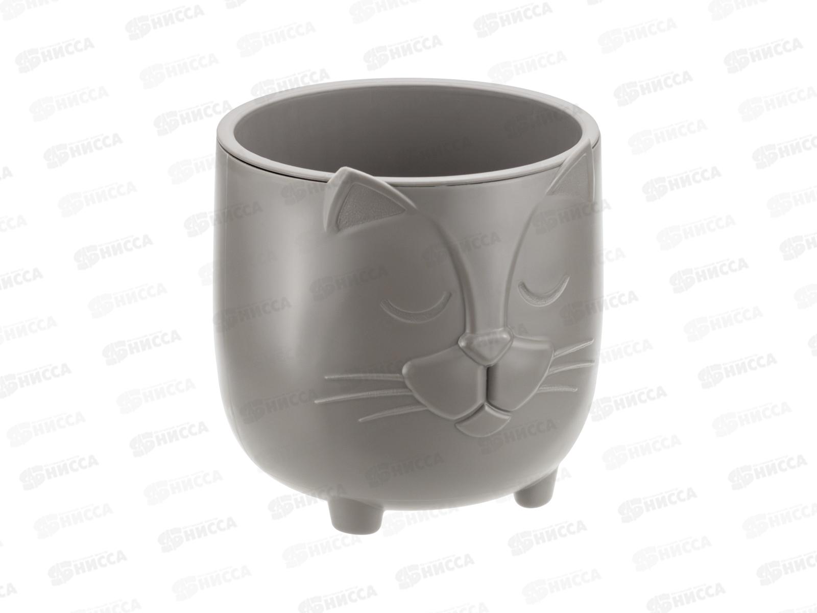 Кашпо Бася D115мм 0,65л Французский серый со вставкой М3074
