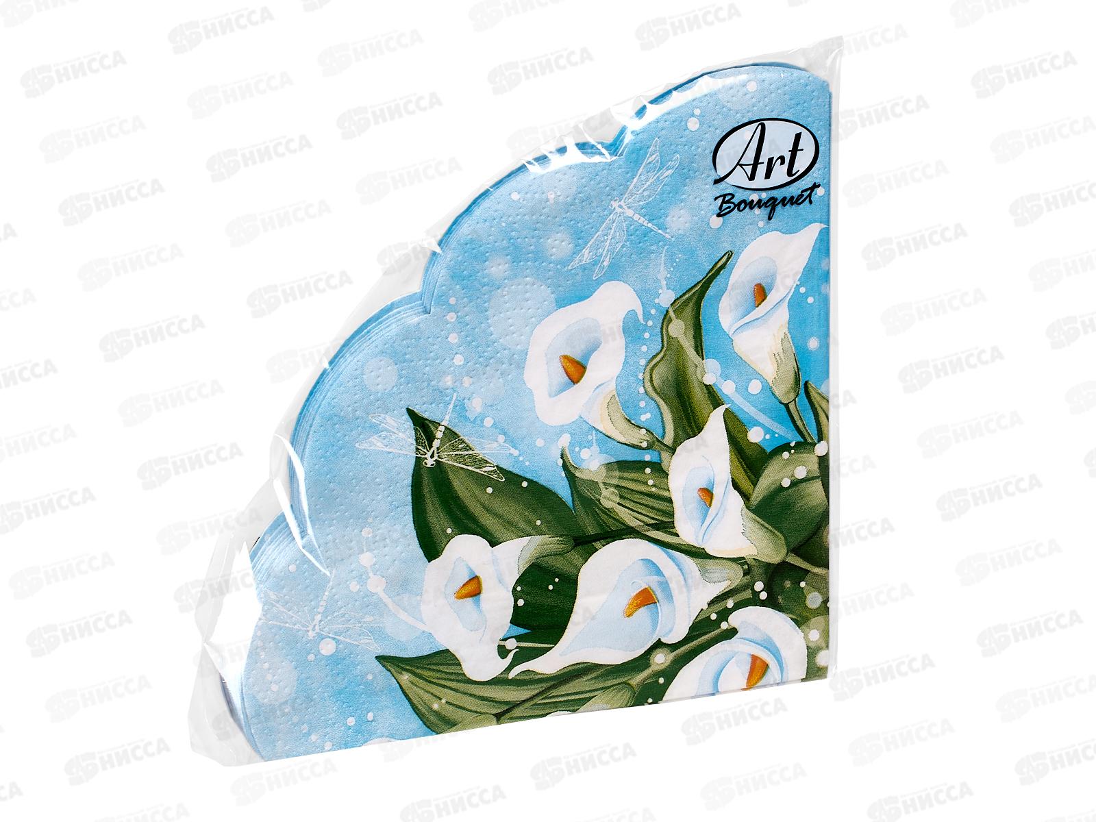 Салфетки 3сл 12л Ф32см Art Bouquet Rondo Белые лилии 42727 *15