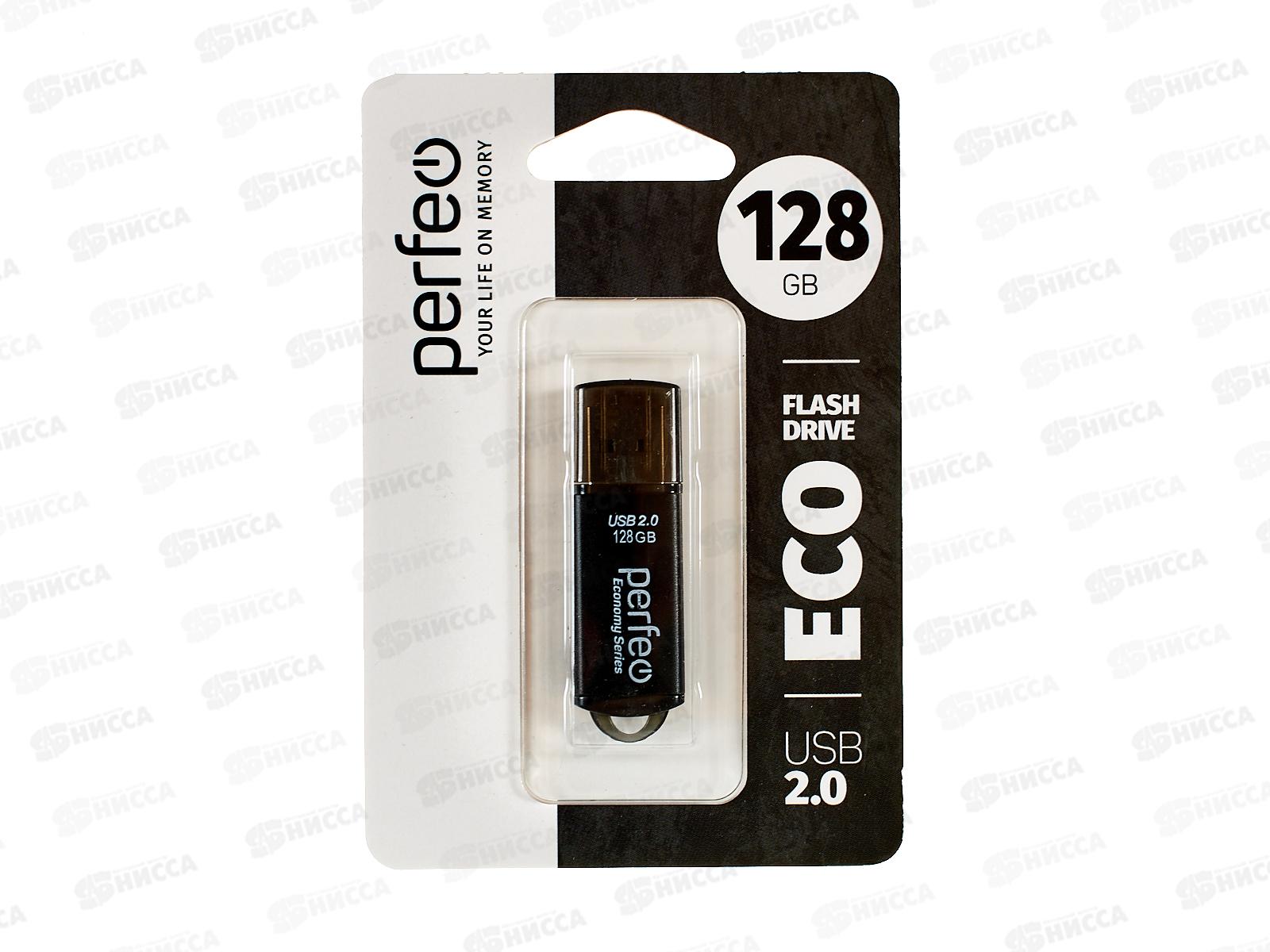 Флеш-карта Perfeo USB128GB E01 Black economy series, PF-E01B128ES