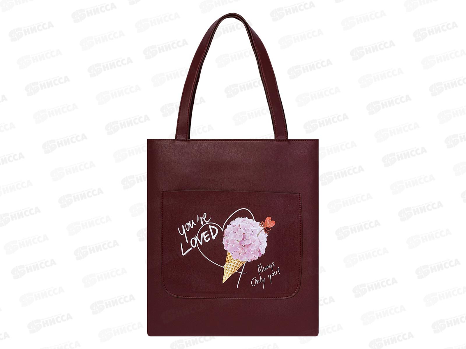 Сумка-шоппер ПП Love, на молнии, 34,5х31см, СМ-0723