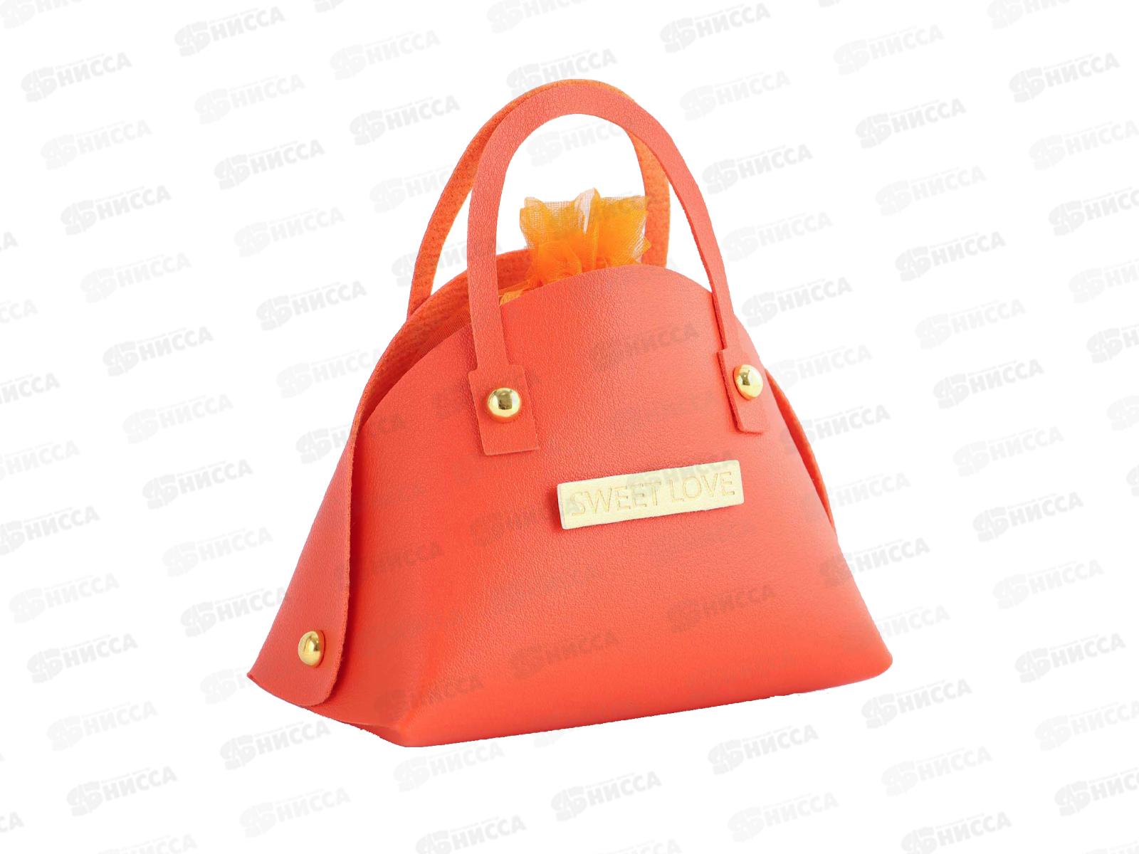 Сумочка подарочная кожанная 14*6,5*12,8см оранжевая 10875782