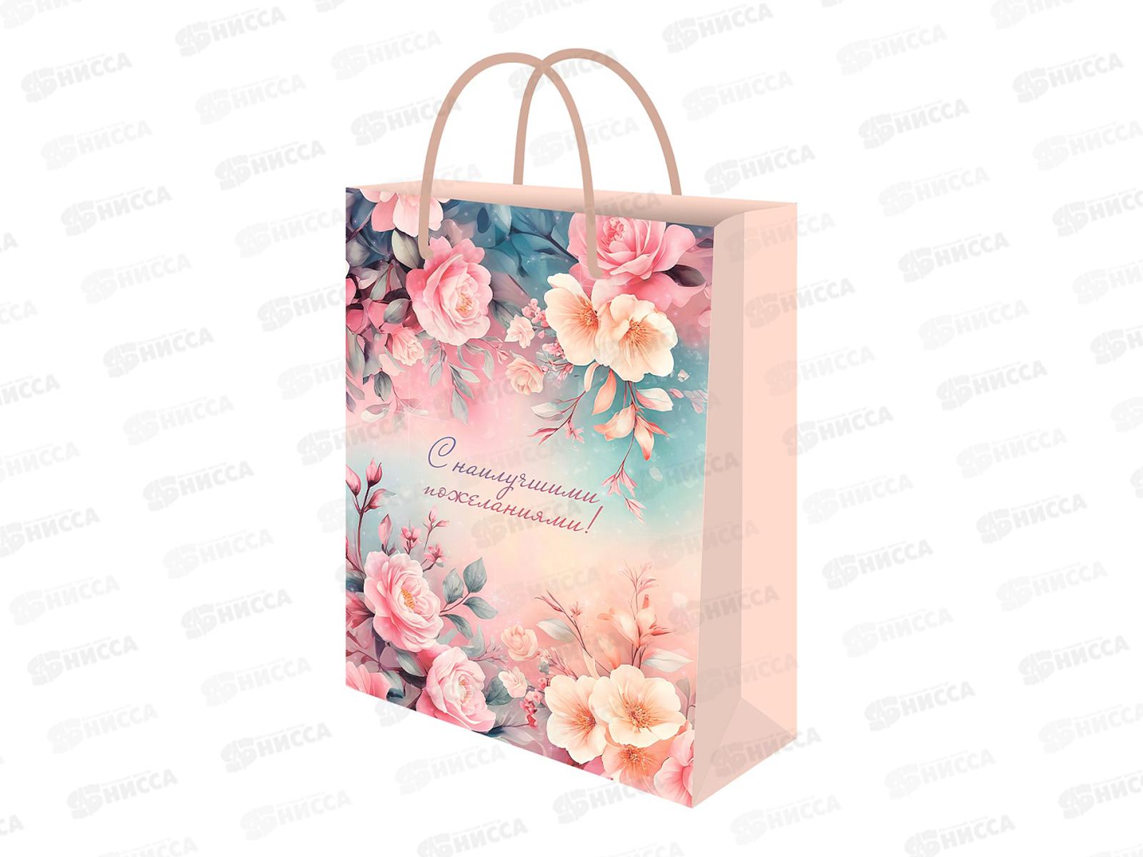 Пакет подарочный MI 32,4х44,5х10,2см Нжные цветы, ППК-4031 *12