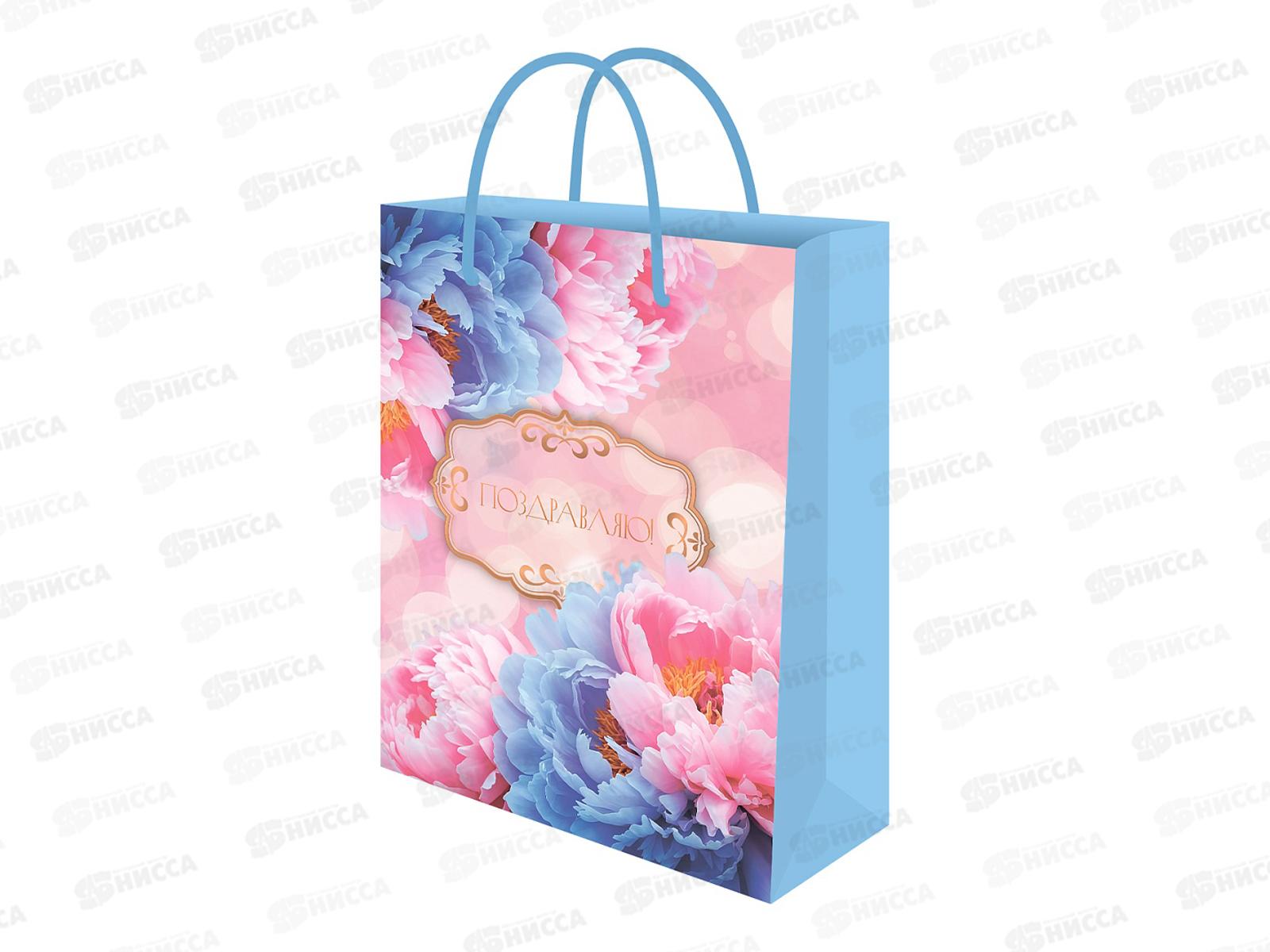 Пакет подарочный MI 32,4х44,5х10,2см Яркие пионы, ППК-4032 *12