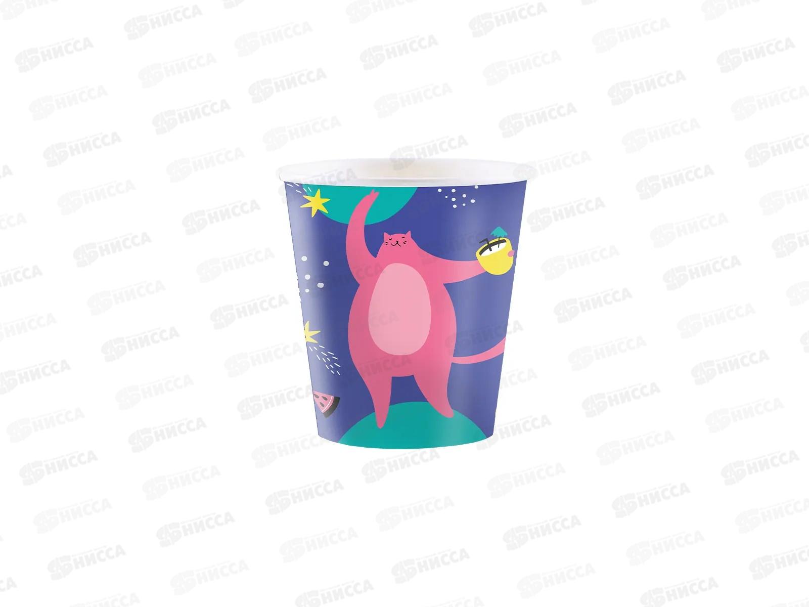 Стакан бум. PATERRA &quotТолстый кот&quot 250мл 6шт 491-042