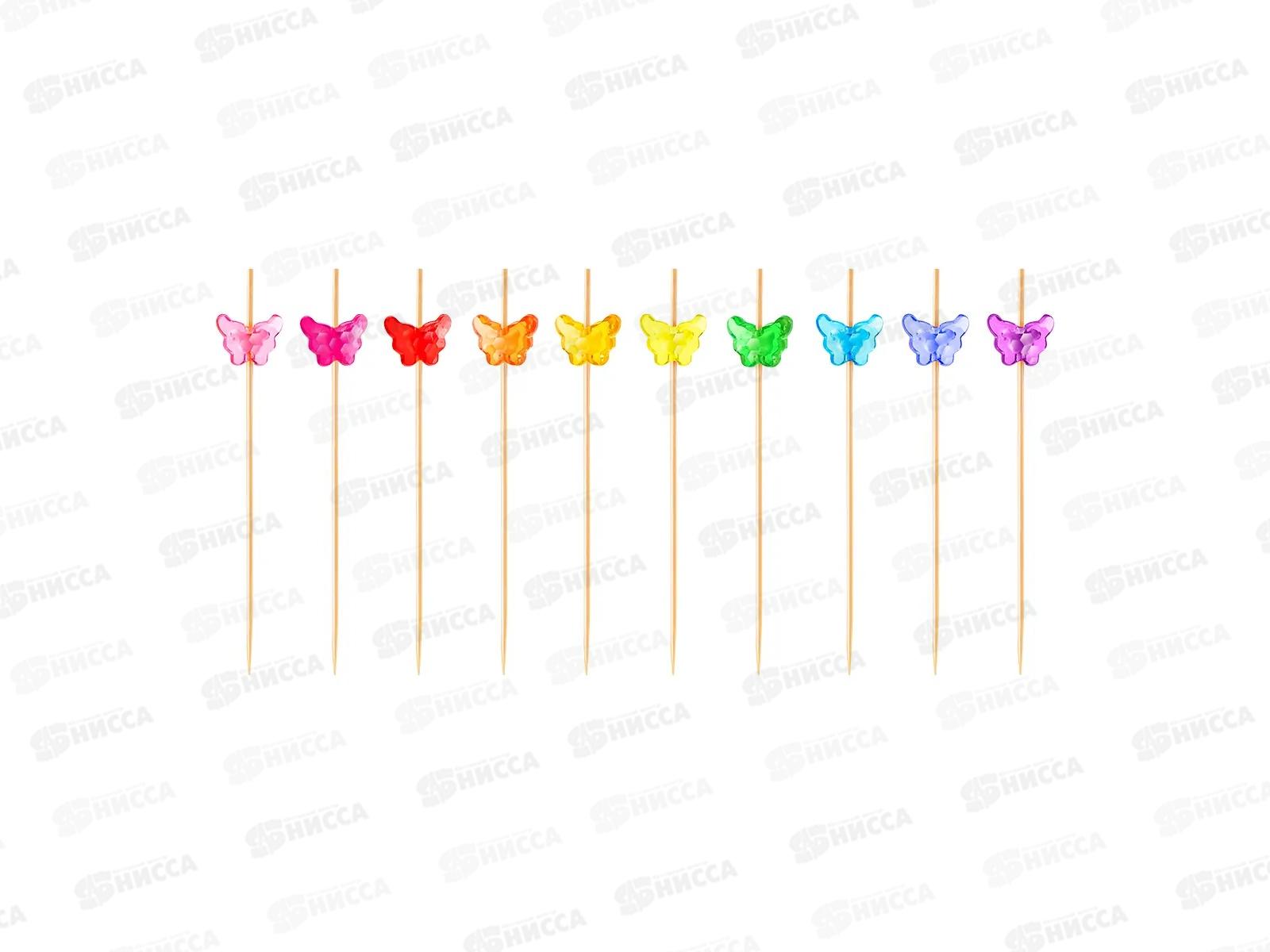 Пики бамбук PATERRA Бабочки разноцвет.90м 50шт пак 491-046  *25