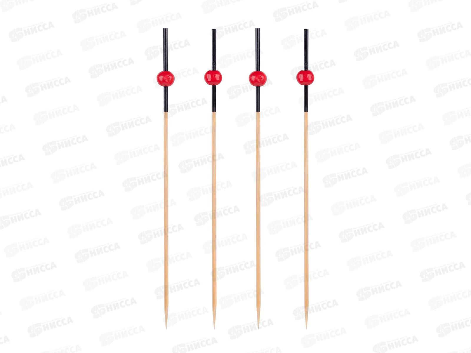 Пики бамбук AVIORA Бусина красная 120мм 100шт пак 491-048   *50