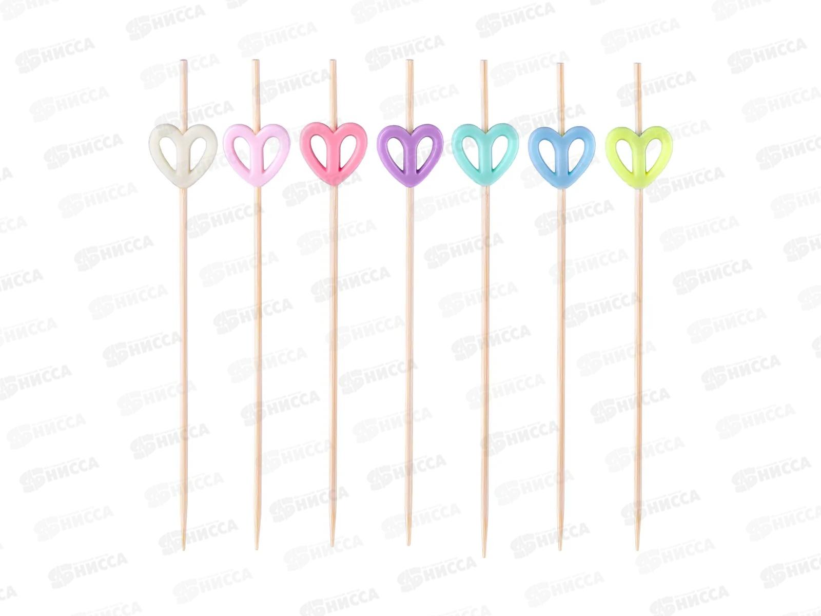 Пики бамбук AVIORA Сердца разноцветн 120мм 100шт пак 491-087   *50
